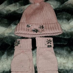 Victoria secret hat and glove set